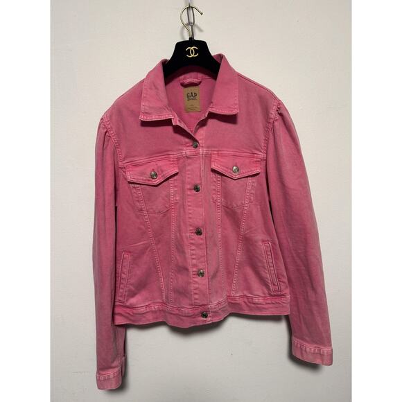 GAP Barbie Jacket Womens 2XL Tall Denim Trucker Collab 2023 Puff Sleeve Button - Picture 1 of 9